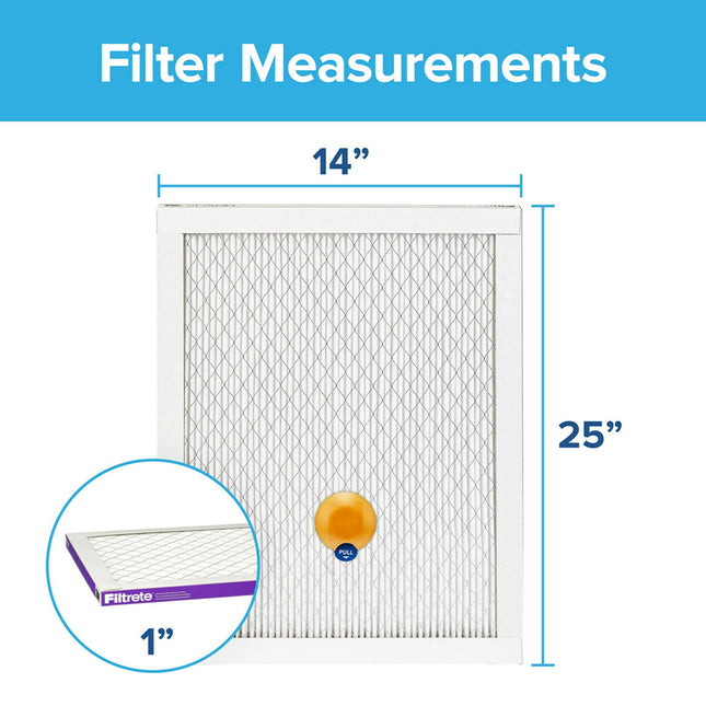 Filtrete 14x25x1 AC Furnace SMART Air Filter, MERV 12, MPR 1500, Track Filter Life With Bluetooth Enabled Sensor, CERTIFIED asthma & allergy friendly, 2-Pack (Actual Size 13.84x24.84x1.1 in)