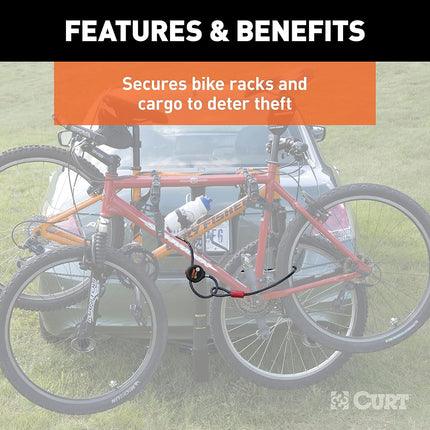 CURT 23666 6-Foot Bike Cable Lock BLACK VINYL