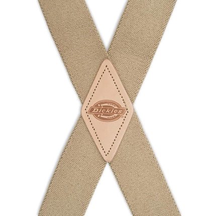 Dickies Men's 1 1/2 inch Solid Straight Clip Adjustable X Back Suspender, Beige, One size
