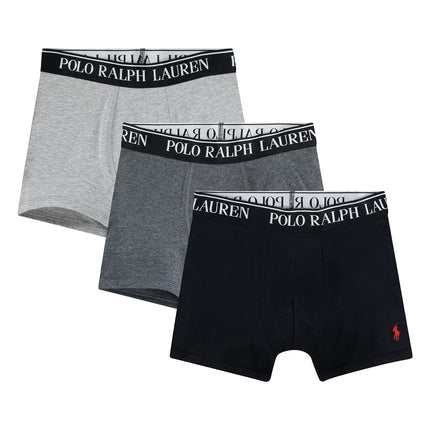 POLO RALPH LAUREN Boys' 3-Pack Boxer Briefs, Grey/