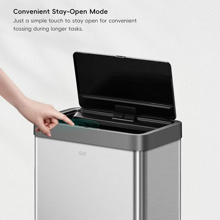 EKO Mirage X 80L Automatic Sensor Bin, Large Stainless Steel Kitchen Rubbish Bin, Touchless Motion Sensor Trash Can with Soft-Close Lid, Fingerprint-Resistant Design for Home or Office