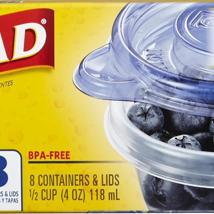 Glad Food Storage Containers - Mini Round Containers - 4 Ounce - 8 Count (Pack of 12)