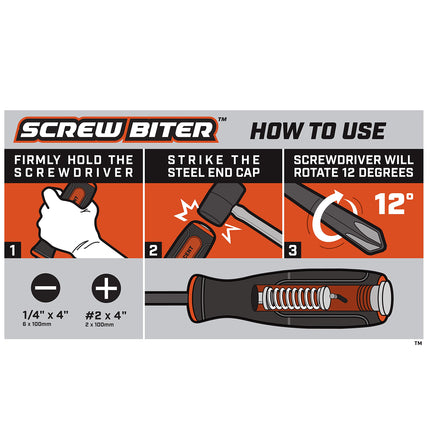 Crescent Screw Biter 1/4" x 4" Slotted Dual Material Extraction Screwdriver -CIMSDSL