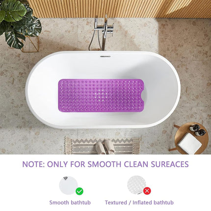 Sheepping Baby Bath Mat Non Slip Extra Long Bathtub Mat for Kids 40 X 16 Inch - Eco Friendly Bath Tub Mat with 200 Big Suction Cups,Machine Washable Shower Mat (Purple)