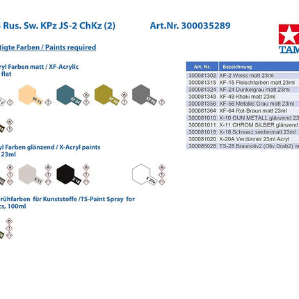Tamiya 1:35 Scale 1944 Chkz Js-2 Russian Heavy Military Tank Model Kit