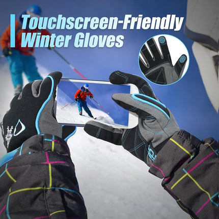 HANDLANDY Waterproof Insulated Work Gloves, 3M Thinsulate Thermal Winter Gloves for Men Women Touch Screen, Warm Ski Snowboard Cold Weather Gloves (XL, Blue)