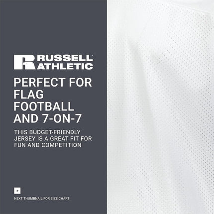 Russell Athletic Boys Youth Solid Flag Football Jersey White