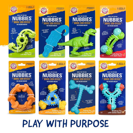 Arm & Hammer Ora-Play T-Bone Dental Chew Toy for Dogs Best Dog Chew Toy for Moderate Chewers Reduces Plaque & Tartar Buildup Without Brushing, Peanut Butter Flavor (Pack of 24)