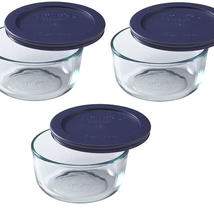 Pyrex Blue Storage Round Dish with Dark Plastic Co