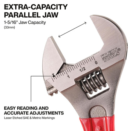 KLEIN TOOLS Adjustable Wrench Extra Capacity, 10-Inch Klein Tools D507-10