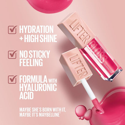 Maybelline Lifter Gloss Lip Gloss Makeup With Hyaluronic Acid, Hydrating, High Shine, Hydrated Lips, Fuller-Looking Lips, Pearl, 0.18 fl. oz.