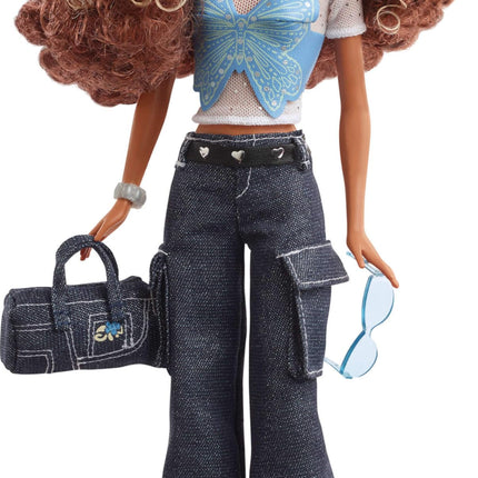 Barbie Signature My Scene Madison Doll and Accessories, Y2K-Inspired Outfit with Butterfly Top, Cargo Jeans, Denim Bag and Doll Stand, HYC18