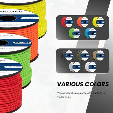 Abma Cord Bungee Cord 1/8in x 50ft Elastic Shock Cord Bungee Rope