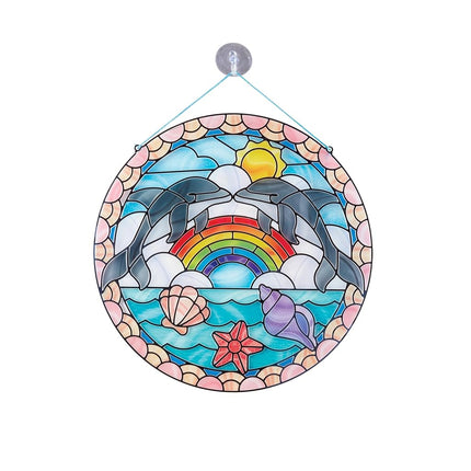 Melissa & Doug Stained Glass Made Easy Activity Kit, Arts and Crafts, Develops Problem Solving Skills, Dolphins, 180+ Stickers