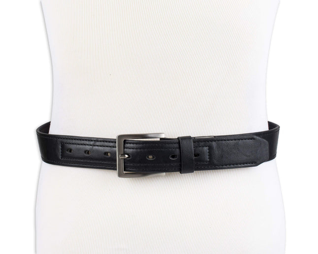 Dickies Cinturón de trabajo de cuero de 1.5 pulgadas reforzado en la cintura para hombre, Pequeño, Negro