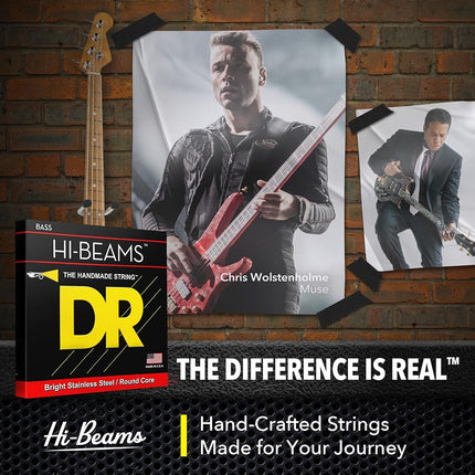 DR MR-45 Strings HI-BEAM™ - Stainless Steel Bass Strings: Medium 45-105, silver