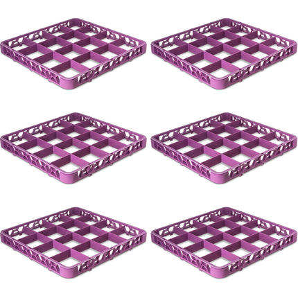 Carlisle FoodService Products Opticlean Plastic Glass Rack, Divided Extender with 16 Compartments for Cleaning, Factories, 19.875 X 19.875 X 1.75 Inches, Lavender