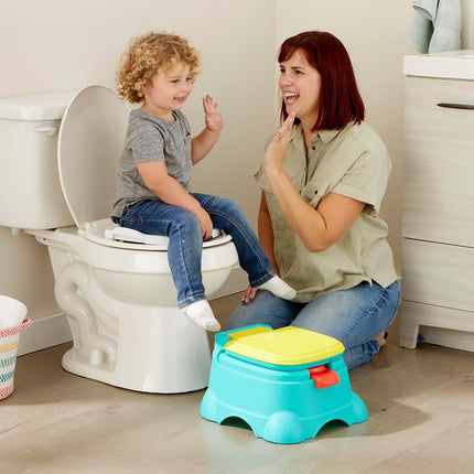 Sesame Street Elmo Hourra ! Pot d'apprentissage 3 en 1, réducteur de toilettes, chaise de pot et marchepied pour garçons et filles, réservoir amovible, poignée de chasse d'eau factice avec sons, bleu