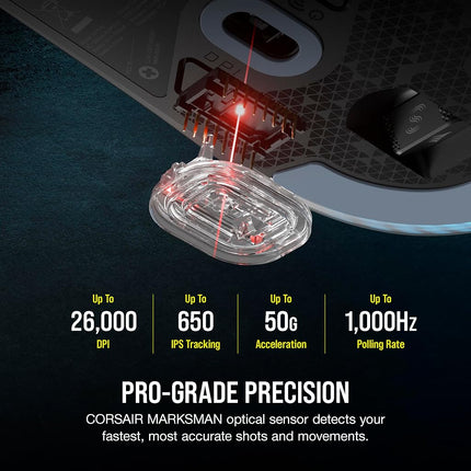 Corsair M75 Wireless RGB Lightweight FPS Gaming Mouse � 26,000 DPI � Swappable Side Buttons � iCUE Compatible � PC � Black