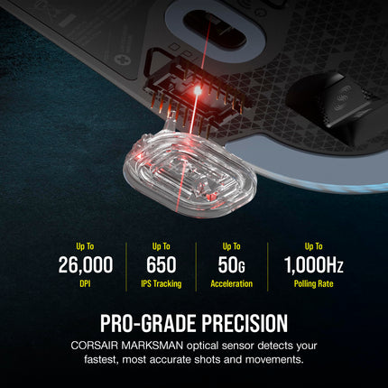 Ratón para juegos FPS ligero Corsair M75 Wireless RGB – 26 000 PPP – Botones laterales intercambiables – Compatible con iCUE – PC – Negro