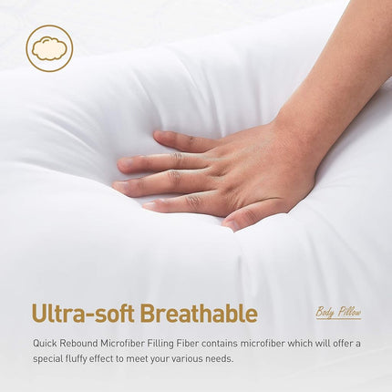 Oreiller corporel moelleux Acanva pour adultes et femmes enceintes, oreiller long et doux pour les dormeurs latéraux