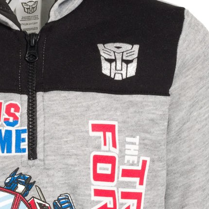 Sudadera con capucha y media cremallera de Transformers Optimus Prime Bumblebee Megatron para niños pequeños y grandes, gris, 2 años