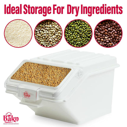 Bakn 6.3 Gallon / 100 Cup Shelf Ingredient Bin with Flip Lid & Scoop Included