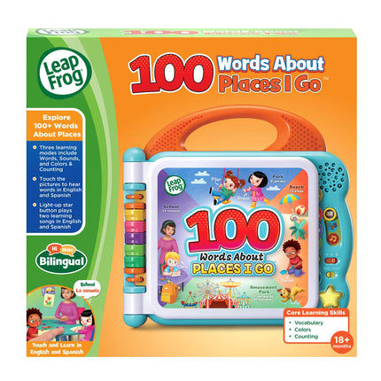 Libro de aprendizaje de 100 palabras de LeapFrog sobre lugares a los que voy, preescolar para niños, juguete de aprendizaje musical con objetos y personas, juguete educativo con datos y efectos de sonido, a partir de 18 meses
