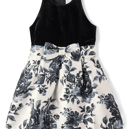 The Children's Place,Girls,Sleeveless Dressy Dresses,Black/White Velour,8, Black/White Velour, 8