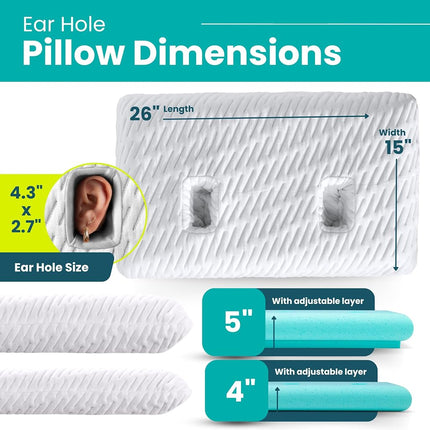 BLISSBURY Piercing Pillow, Adjustable Memory Foam, Ear Hole