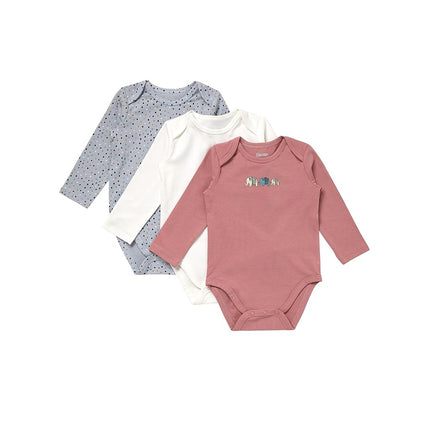 Bodys de manga larga Hanes Pure Comfort unisex para bebé, bodis para bebé, niños y niñas, paquete de 3, plata/beige/óxido, 3 MESES