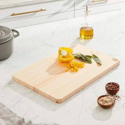 Shun Cutlery Large Hinoki Cutting Board, 17.75" x 11.75" Large Wooden Cutting Board for Kitchen, Medium-Soft Wood Preserves Knife Edges, Forest Stewardship Council Certified, Japanese Chopping Board