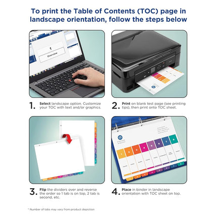 Avery A-Z Tab Dividers for 3 Ring Binders, Customizable Table of Contents, Multicolor Tabs, 6 Sets (11832)