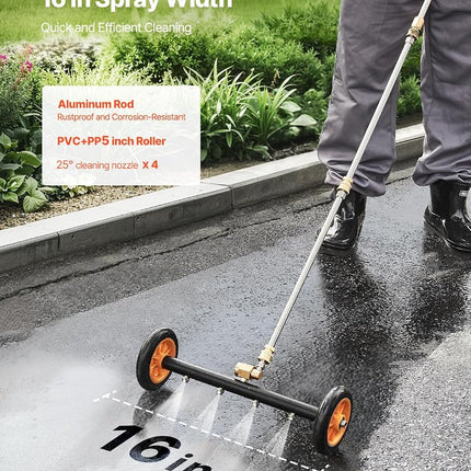 VEVOR 24" Pressure Washer Undercarriage Cleaner, Stainless Steel Surface Cleaner for Pressure Washer, 4000 Max PSI, Angle Adjustment Gear, 7 Spray Nozzles, 2 Extended Wands for Driveway, Patio, Deck