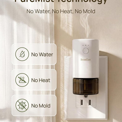 Senseflow Plug-in Air Freshener for Home, Waterless Essential Oil Diffuser for Bedroom and Bathroom, Non-Toxic Formula for Pets and Nursery, 120 Days Runtime, Refillable - Neroli