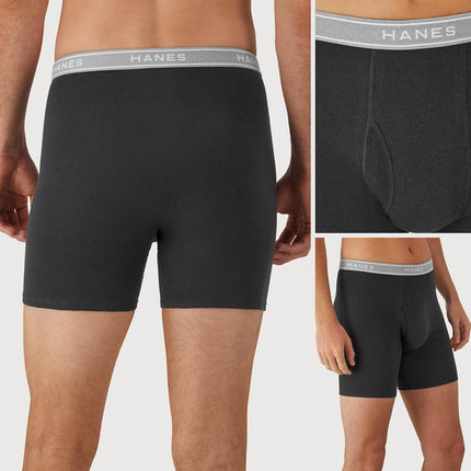 Hanes Men's Tagless Boxer Briefs, 6 Pack, Dyed, Black/Grey, S