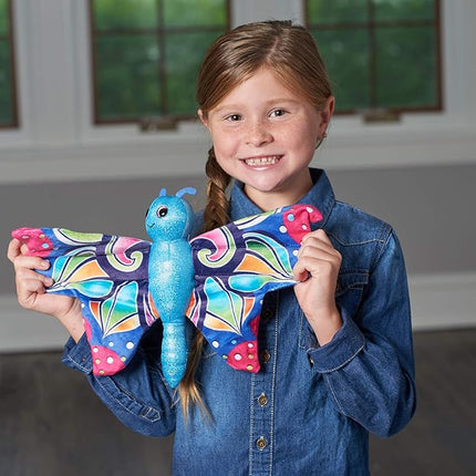 Wild Republic Huggers Butterfly Blue Plush Toy, Slap Bracelet, Stuffed Animal, Kids Toys, 8"