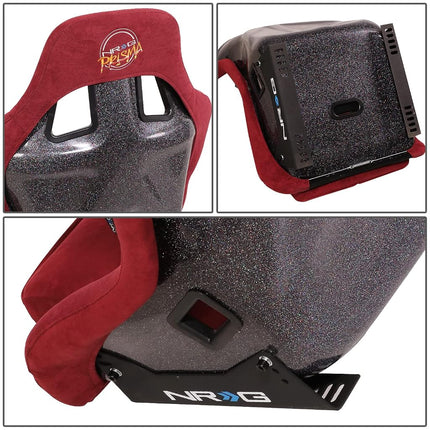 NRG Innovations NRG-FRP-302MAR-PRISMA Universal Fixed Back Bucket Racing Seat for 6-Point Harnesses, Size L, Maroon Seat Cover