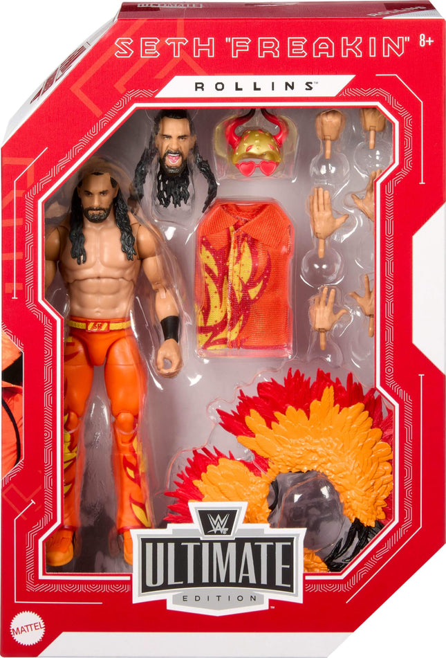 Mattel WWE Ultimate Edition Action Figure Seth Rollins Fan TakeOver Collectible with Interchangeable Accessories, Extra Heads & Swappable Hands, HVV71