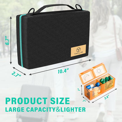 Monthly Pill Organizer 2 Times a Day, 2-in-1 Pill Case for Home & Travel