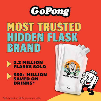 GoPong Sneaky Pete's Liquor Pouches - 12 Pack Hidden Plastic Flasks - 8 oz Alcohol Pouch Containers