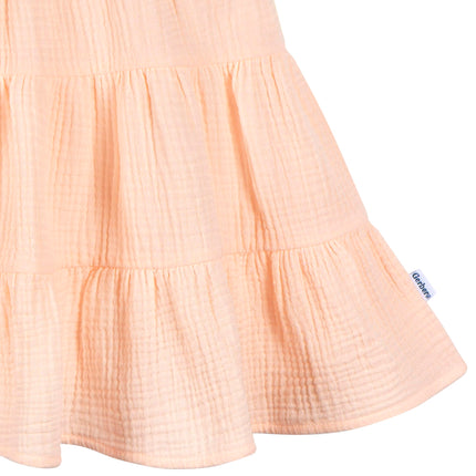 Gerber Girls' Toddler Sleeveless Gauze Dress, Blush, 2T