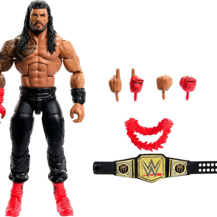Mattel WWE Elite Action Figure & Accessories, Series #110 Roman Reigns 6-inch Collectible with 25 Articulation Points & Swappable Hands