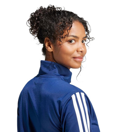 adidas Women's Tricot Track Top & Bottoms, Dark Blue/White/Track Top, XL