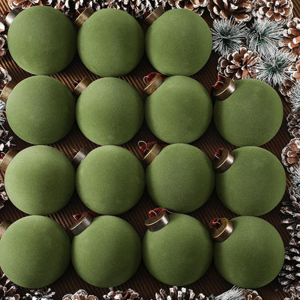 Liliful 15 Pcs Velvet Christmas Balls Bulk Flocked