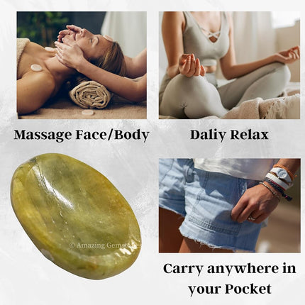 Amazing Gemstone Yellow Aquamarine Worry Stone Crystals and Healing Stones - Worry Stones for Stress Relief Gift - Piedra Crystal Fidget for Meditation, Relaxation - Unique Stocking Stuffers & Birthday Gifts