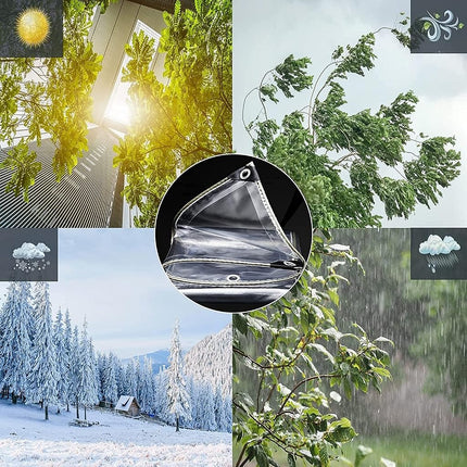 GQZGGXX Clear Vinyl Tarp - 0.35mm Clear PVC Tarp, with Grommets and Tying Rope - Duty Heavy Tear Resistant Cover for Camping, Plants Greenhouse, Cars, Patio and Pavilion (7' x 10')
