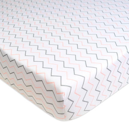 American Baby Company Printed 100% Cotton Jersey Knit Fitted Crib Sheet for Standard Crib and Toddler Mattresses, Pink Zigzag, for Girls