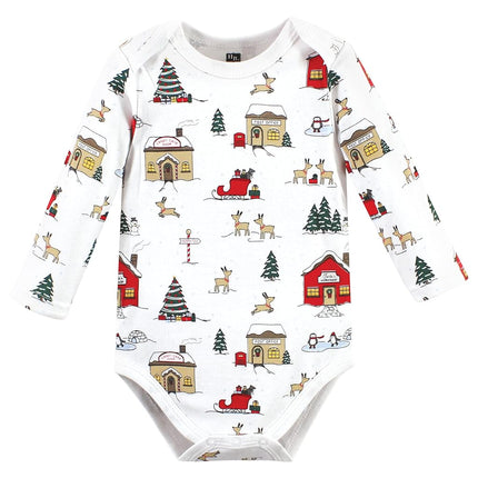 Hudson Baby unisex-baby Cotton Long-sleeve Bodysuits, North Pole, 6-9 Months