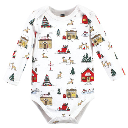 Hudson Baby unisex-baby Cotton Long-sleeve Bodysuits, North Pole, 6-9 Months